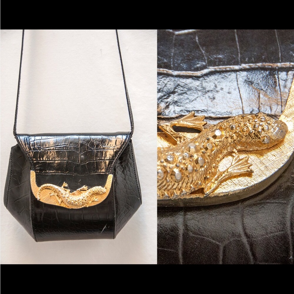 Valerie Ann Vintage funky gold lizard crossbody